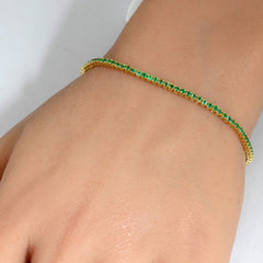 SPECIAL! 1.21ct 14K Yellow Gold Natural Emerald Tennis Bracelet 7"