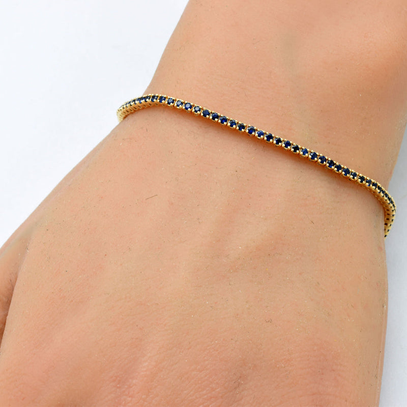 SPECIAL! 1.58ct 14K Yellow Gold Natural Blue Sapphire Tennis Bracelet 7"