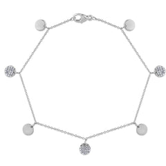 DIAMOND CLOSEOUT!  .15ct G SI 14K White Gold Round Shaped Diamond By The Yard Chain Bracelet 7" Long