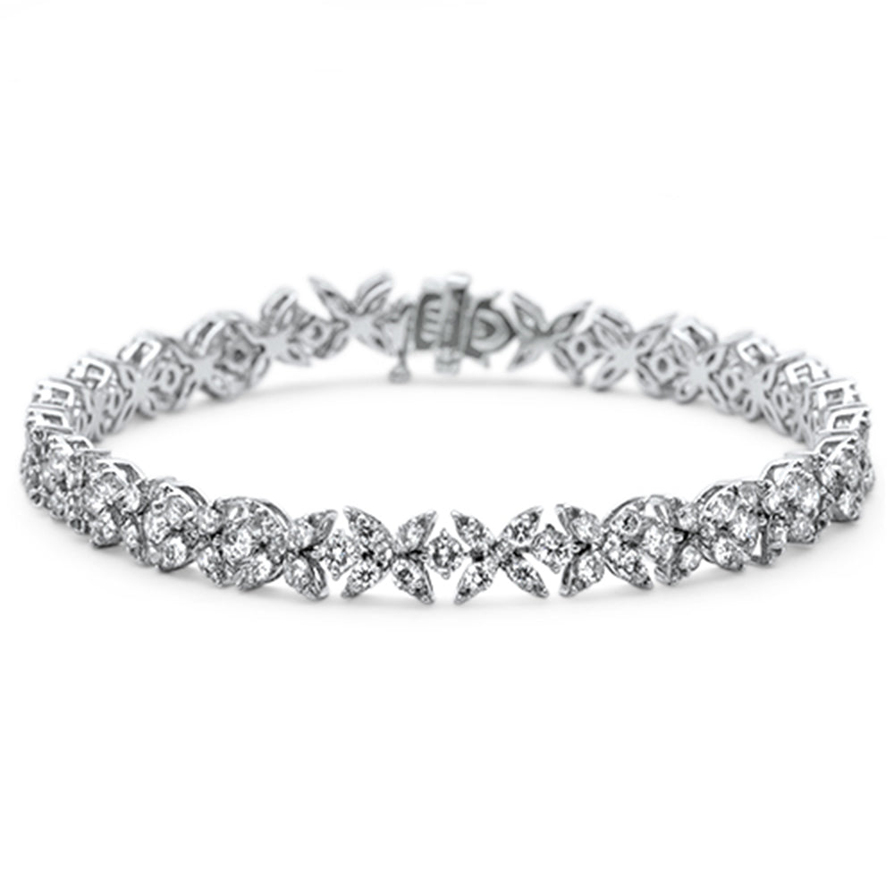 SPECIAL! 5.12ct G SI 14K White Gold Diamond Flower Style Bracelet 7" Long