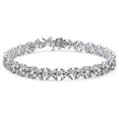 SPECIAL! 5.12ct G SI 14K White Gold Diamond Flower Style Bracelet 7" Long