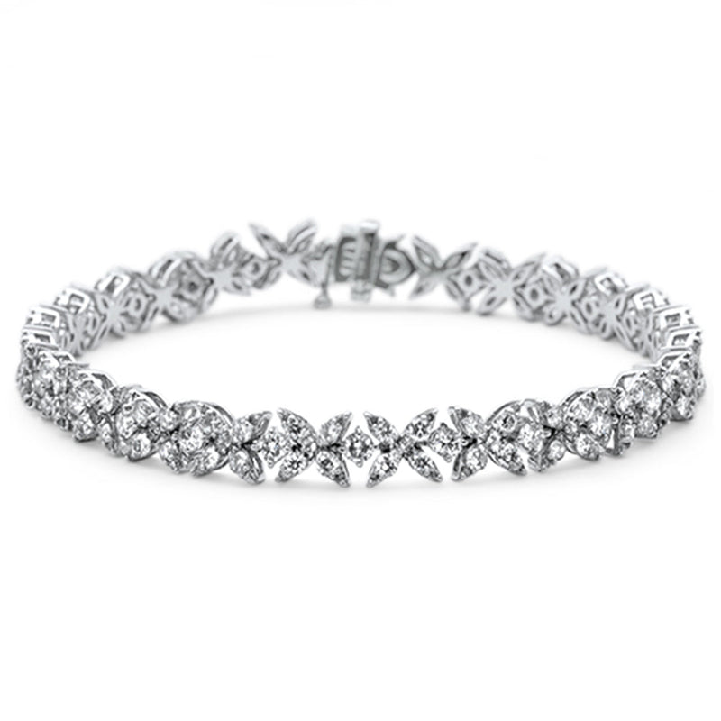SPECIAL! 5.12ct G SI 14K White Gold Diamond Flower Style Bracelet 7" Long