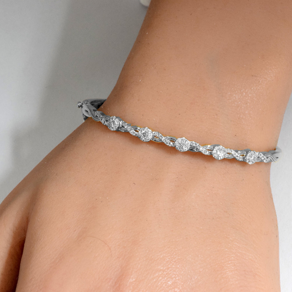 DIAMOND CLOSEOUT!  .66ct G SI 14K White Gold Diamond Infinity Bangle Bracelet