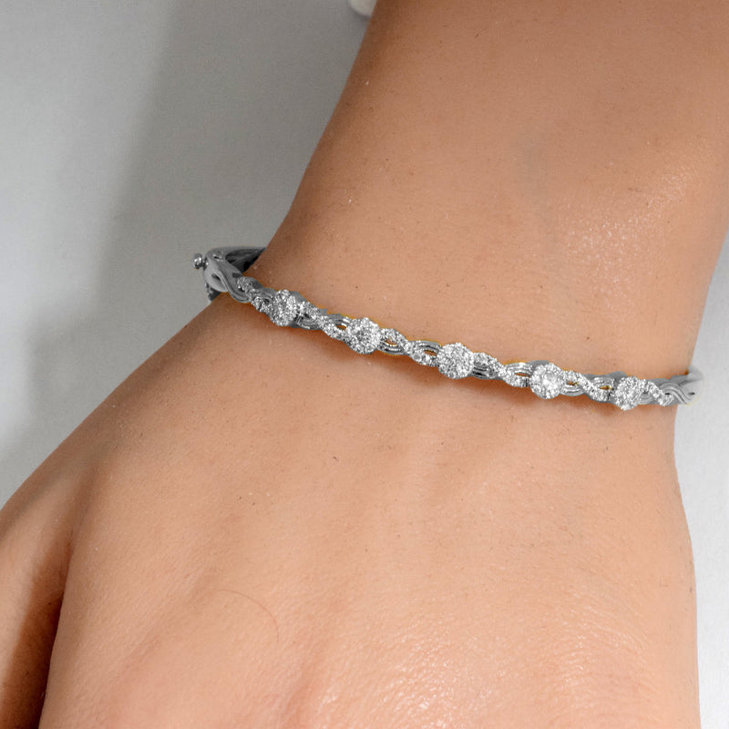 DIAMOND CLOSEOUT!  .66ct G SI 14K White Gold Diamond Infinity Bangle Bracelet