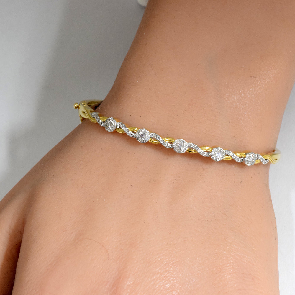 DIAMOND CLOSEOUT!  .68ct G SI 14K Yellow Gold Diamond Infinity Bangle Bracelet