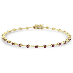 SPECIAL!1.48ct G SI 14K Yellow Gold Ruby Gemstones Bracelet 7" Long