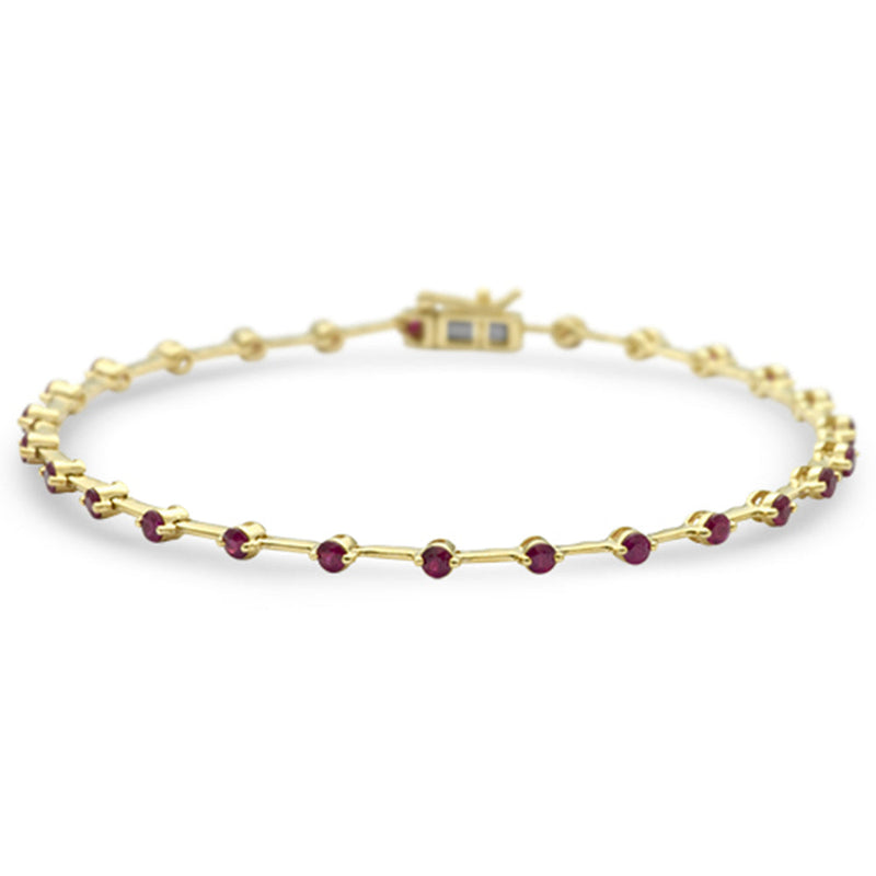 SPECIAL!1.48ct G SI 14K Yellow Gold Ruby Gemstones Bracelet 7" Long