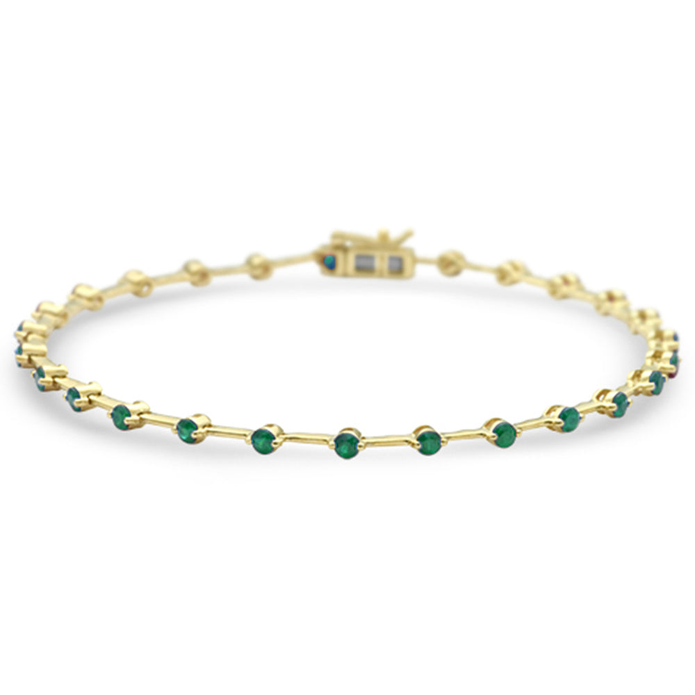SPECIAL! 1.04ct G SI 14K Yellow Gold Emerald Gemstone Bar Bracelet 7" Long