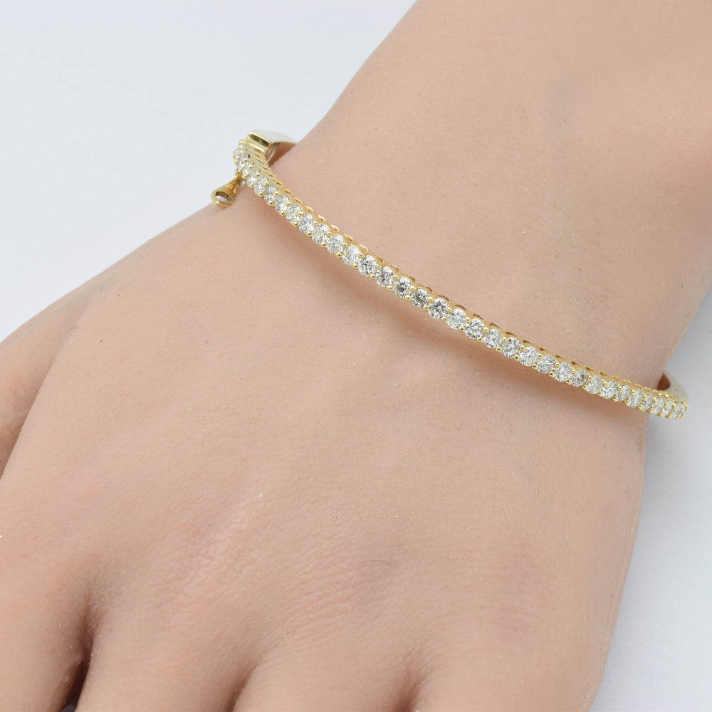SPECIAL! 2.05ct G SI 14K Yellow Gold Diamond Bangle Bracelet 7.25" Wrist Size