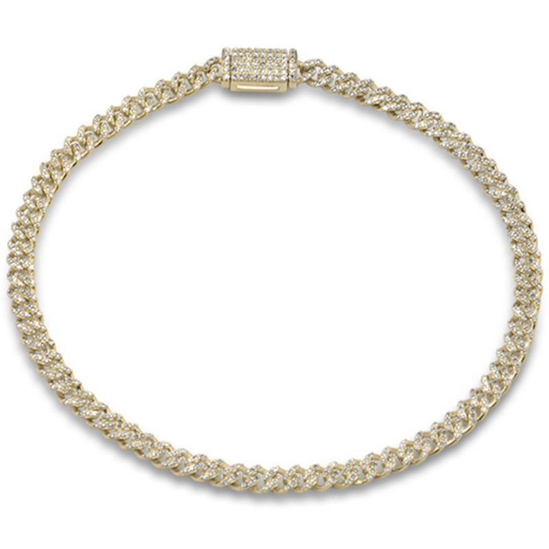 SPECIAL! 3MM .86ct G SI 14K Yellow Gold Diamond Round Cuban Bracelet 8" Long