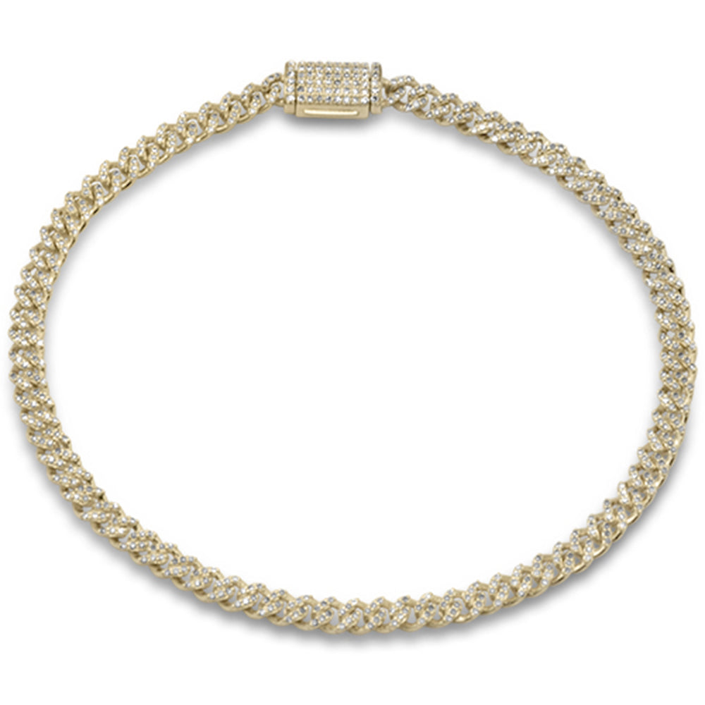SPECIAL!3MM .78ct G SI 14K Yellow Gold Diamond Cuban Bracelet 7" Long