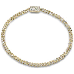 SPECIAL! 3MM .81ct G SI 14K Yellow Gold Diamond Cuban Bracelet 8" Long
