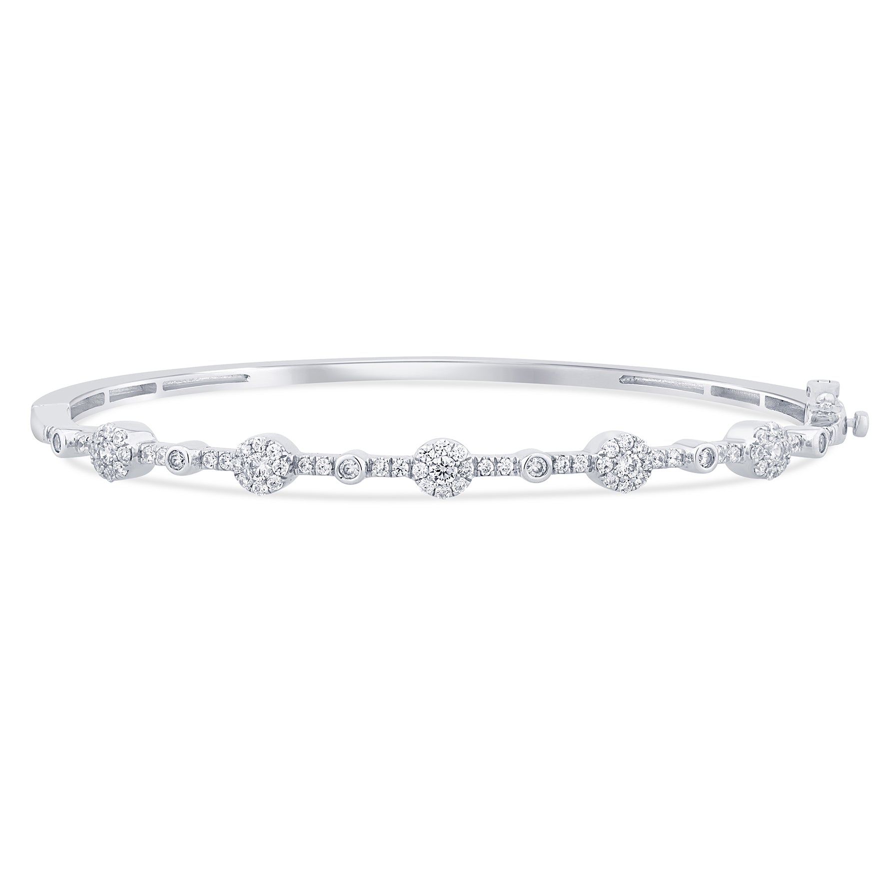 DIAMOND CLOSEOUT!  .76ct G SI 14K White Gold Diamond Halo & Bezel Bangle Bracelet