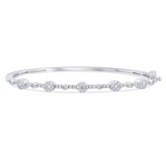 DIAMOND CLOSEOUT!  .76ct G SI 14K White Gold Diamond Halo & Bezel Bangle Bracelet