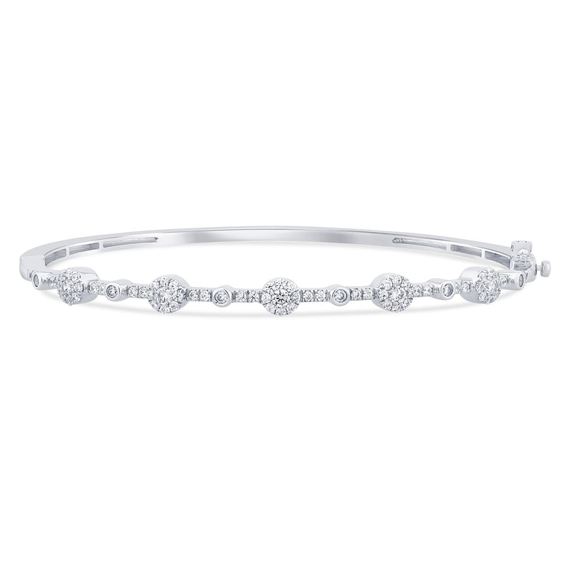 DIAMOND CLOSEOUT!  .76ct G SI 14K White Gold Diamond Halo & Bezel Bangle Bracelet