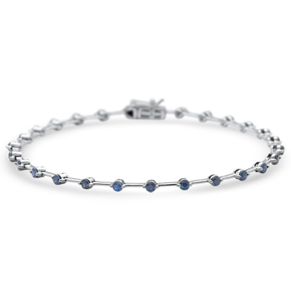 GEMSTONE CLOSEOUT!  1.52ct G SI 14K White Gold Blue Sapphire Gemstone Bar Bracelet 7" Long