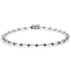 GEMSTONE CLOSEOUT!  1.52ct G SI 14K White Gold Blue Sapphire Gemstone Bar Bracelet 7" Long