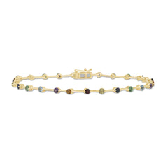 SPECIAL! 1.30ct G SI 14K Yellow Gold Multi Color Gemstone Bar Bracelet 7" Long