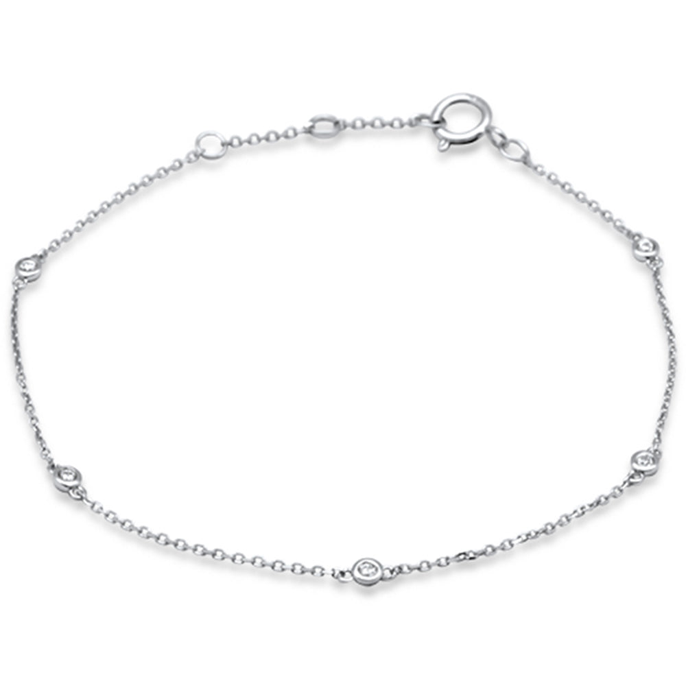 .09ct G SI 14K White Gold Diamond by Yard Bracelet 6+1" Long