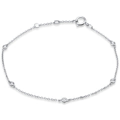 .09ct G SI 14K White Gold Diamond by Yard Bracelet 6+1" Long