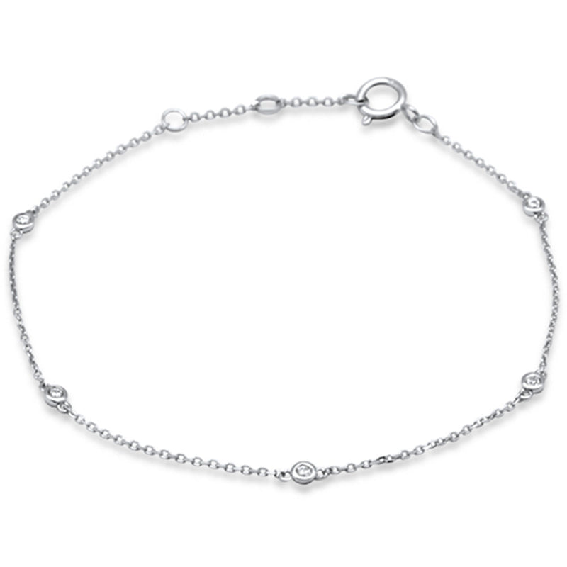 .09ct G SI 14K White Gold Diamond by Yard Bracelet 6+1" Long