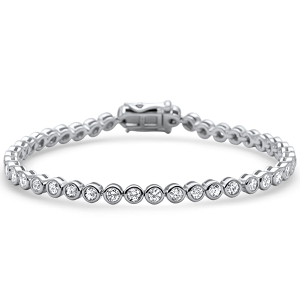 SPECIAL! 4.31ct G SI 14K White Gold Round Diamond Bezel Bracelet 8"Long