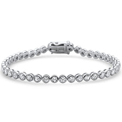 SPECIAL!1.53ct G SI 14K White Gold Round Diamond Bezel Bracelet 7"Long