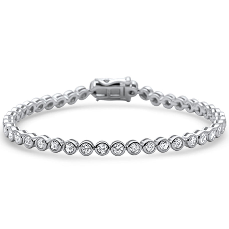 SPECIAL!1.53ct G SI 14K White Gold Round Diamond Bezel Bracelet 7"Long