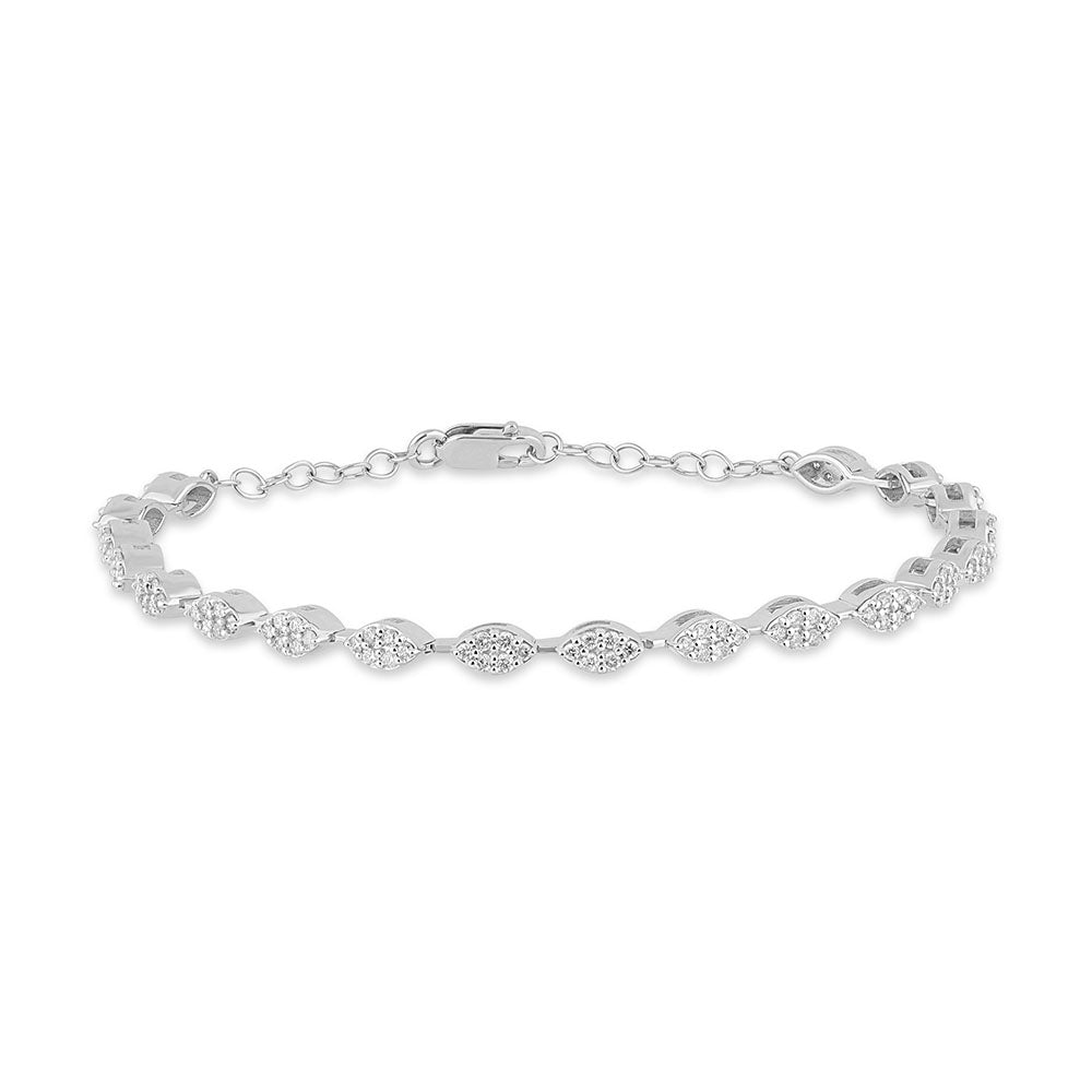 SPECIAL! .81ct G SI 14K White Gold Diamond Marquise Shape  Bracelet 5+2" Ext