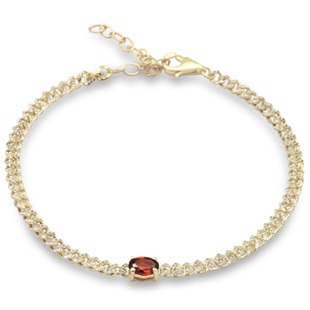 SPECIAL! 1.08ct G SI 14K Three Tone Gold Diamond & Garnet Gemstone Chain Bracelet 6+1.5" Long