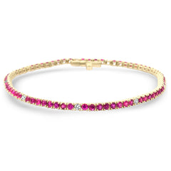 SPECIAL! 3.76ct G SI 14K Yellow Gold Diamond & Ruby Tennis Bracelet 7" Long