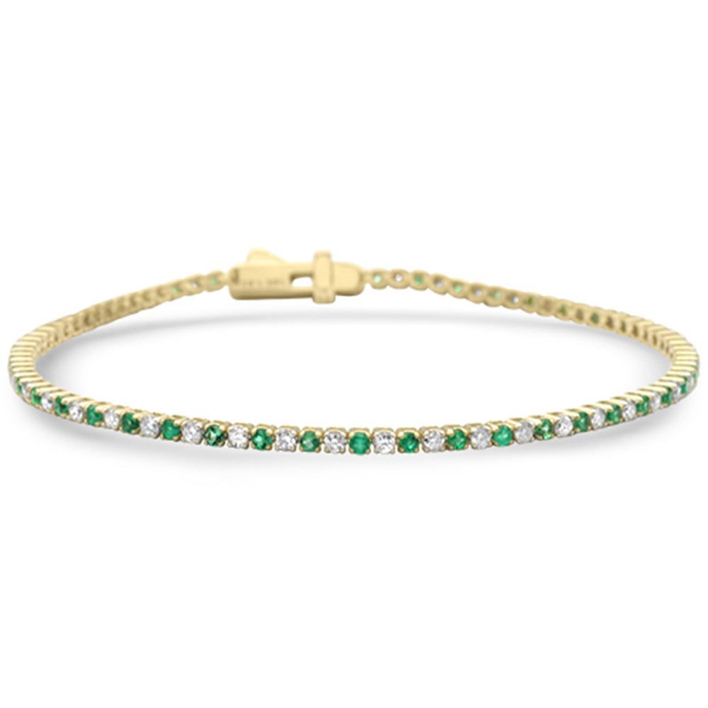 SPECIAL! 1.88ct G SI 14K Yellow Gold Diamond & Emerald Tennis Bracelet 7" Long