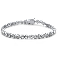 SPECIAL! 2.04ct G SI 14K White Gold Round Diamond Halo Style Tennis Bracelet  7" Long