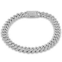 SPECIAL! 7MM 1.72ct G SI 14K White Gold Diamond Micro Pave Cuban Square Link Bracelet 8"