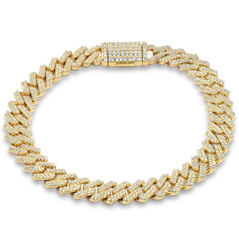 SPECIAL!7MM 1.99ct G SI 14K Yellow Gold Diamond Micro Pave Cuban Square Link Bracelet 8"