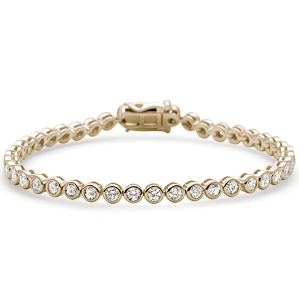 SPECIAL!1.46ct G SI 14K Yellow Gold Round Diamond Bezel Bracelet 7" Long