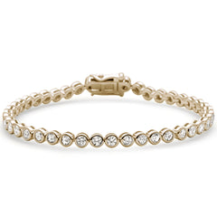 SPECIAL!1.46ct G SI 14K Yellow Gold Round Diamond Bezel Bracelet 7" Long