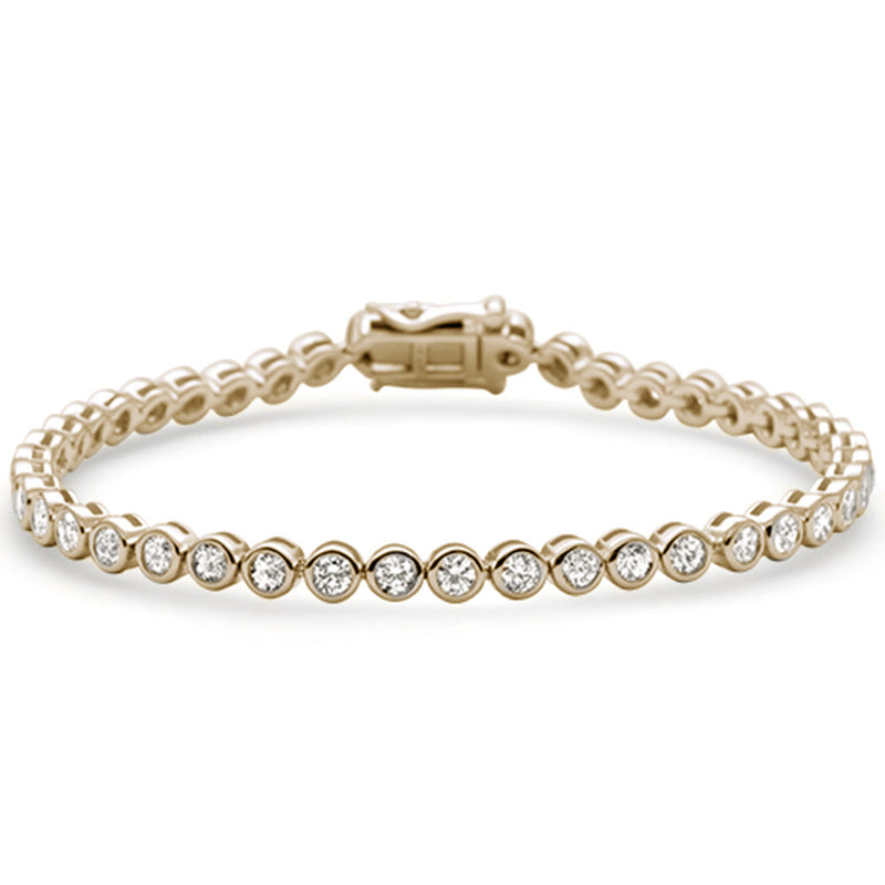 SPECIAL!1.46ct G SI 14K Yellow Gold Round Diamond Bezel Bracelet 7" Long