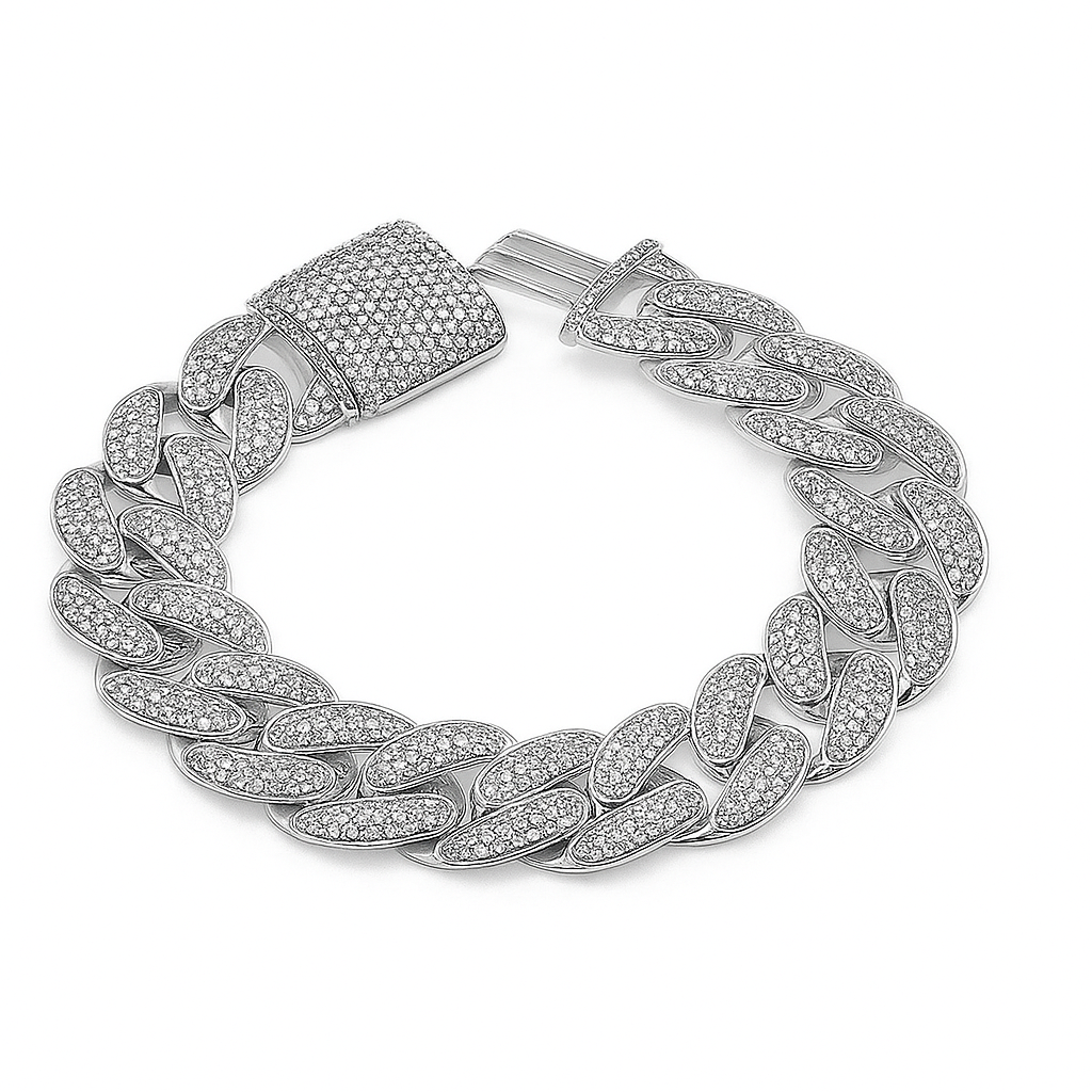 SPECIAL! 9mm 2.28ct G SI 14K White Gold Diamond Round Cuban Bracelet 8"