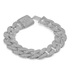 SPECIAL! 9mm 2.28ct G SI 14K White Gold Diamond Round Cuban Bracelet 8"
