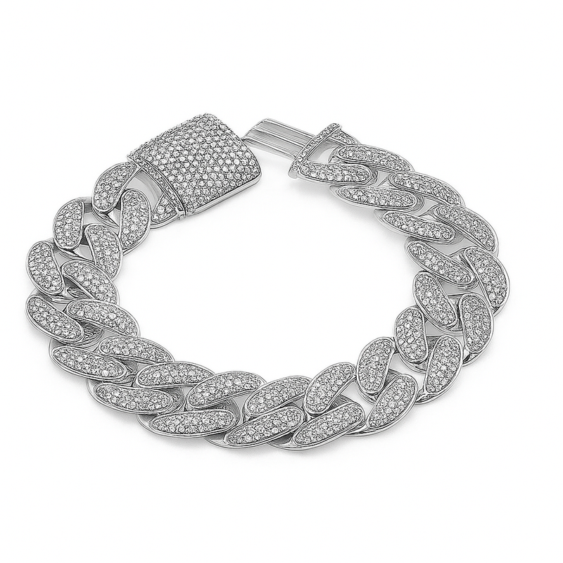 SPECIAL! 9mm 2.28ct G SI 14K White Gold Diamond Round Cuban Bracelet 8"