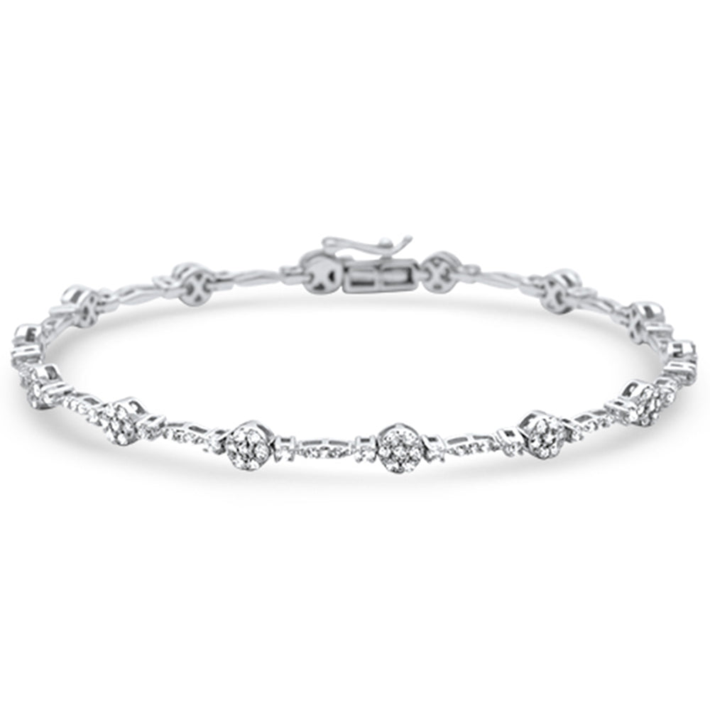DIAMOND CLOSEOUT!  1.24ct G SI 14K White Gold Diamond Round Shape link Bracelet 7.5" Long