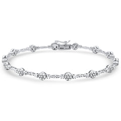DIAMOND CLOSEOUT!  1.24ct G SI 14K White Gold Diamond Round Shape link Bracelet 7.5" Long