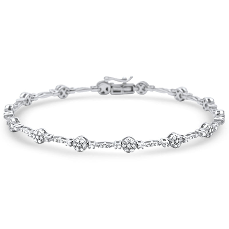 DIAMOND CLOSEOUT!  1.24ct G SI 14K White Gold Diamond Round Shape link Bracelet 7.5" Long
