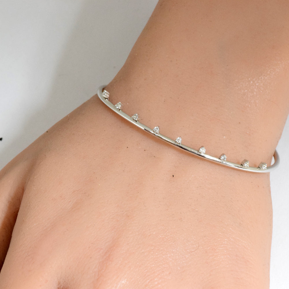 DIAMOND CLOSEOUT!  .17ct G SI 14K White Gold Diamond Open Bangle Bracelet 56mm