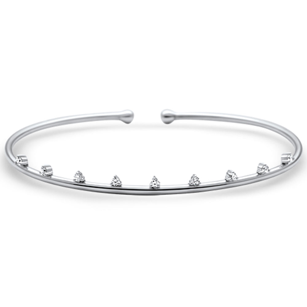 DIAMOND CLOSEOUT!  .17ct G SI 14K White Gold Diamond Open Bangle Bracelet 56mm