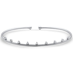 DIAMOND CLOSEOUT!  .17ct G SI 14K White Gold Diamond Open Bangle Bracelet 56mm