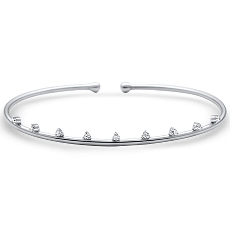 DIAMOND CLOSEOUT!  .17ct G SI 14K White Gold Diamond Open Bangle Bracelet 56mm