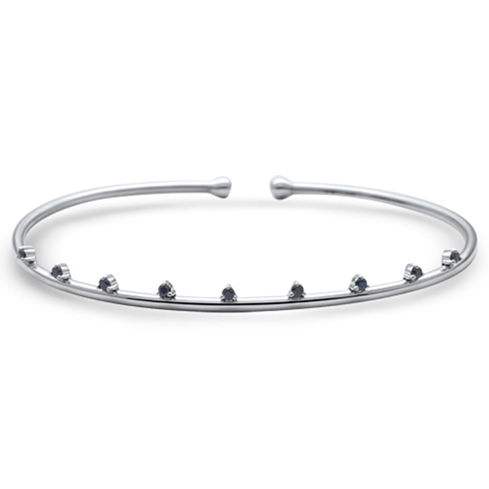GEMSTONE  CLOSEOUT!  .20ct G SI 14K White Gold Blue Sapphire Gemstones Open Bangle Bracelet 56mm