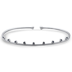 GEMSTONE  CLOSEOUT!  .20ct G SI 14K White Gold Blue Sapphire Gemstones Open Bangle Bracelet 56mm